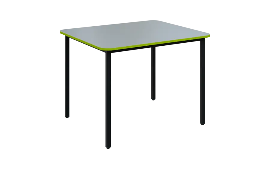 JSBR 90N Jídelní stůl 900 x 900 mm, deska šedá s hranou jarní zeleň / podnož černá